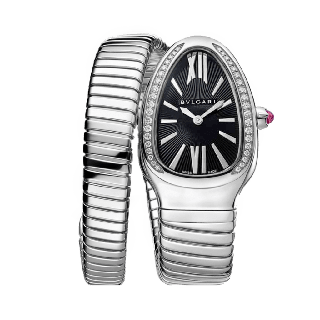 Bvlgari Serpenti Argenté fond Noir sertie